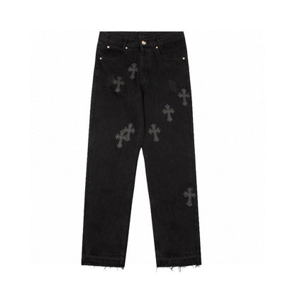 CHROME HEARTS BLACK CROSS PATCH JEANS BLACK - netstar®