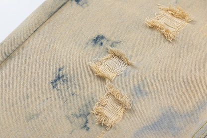 CHROME HEARTS ORANGE BROWN CROSS PATCH JEANS BEIGE - netstar®