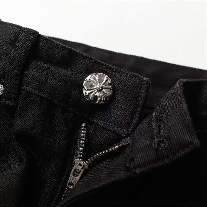 CHROME HEARTS WHITE YELLOW CROSS PATCH JEANS BLACK - netstar®