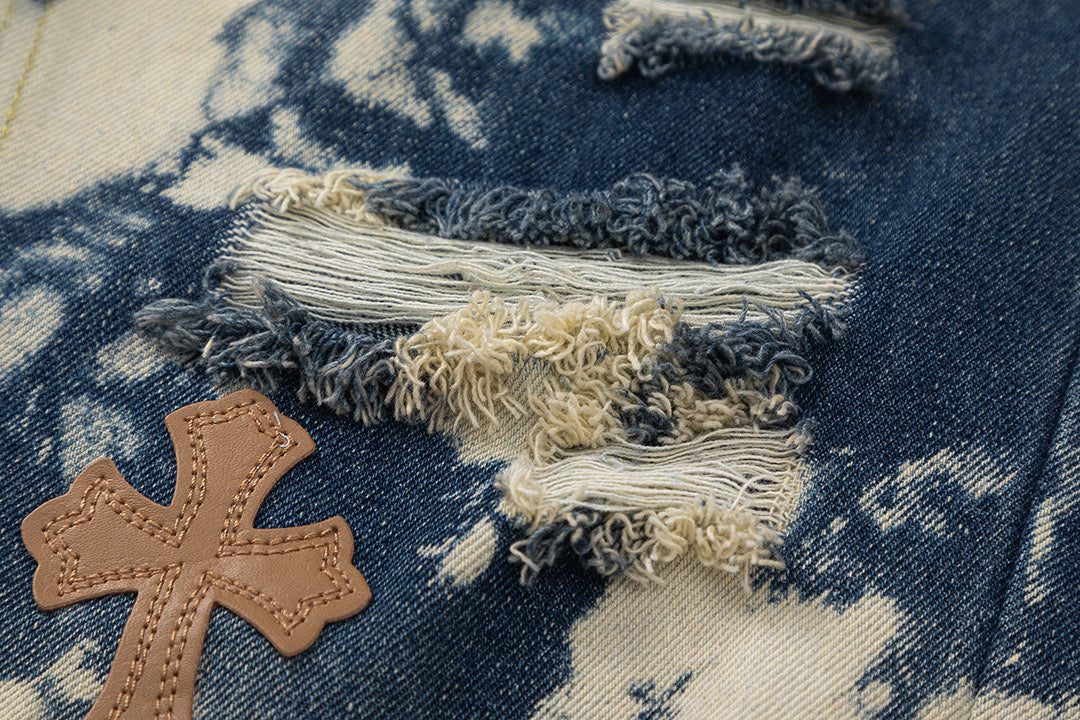 CHROME HEARTS TIE DYE WHITE ORANGE CROSS PATCH JEANS - netstar®