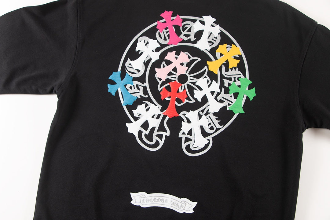 CHROME HEARTS COLORED CROSS HORSE SHOE LOGO SWEATSHIRT BLACK - netstar®