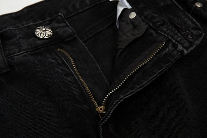 CHROME HEARTS BLACK CROSS PATCH JORTS BLACK - netstar®