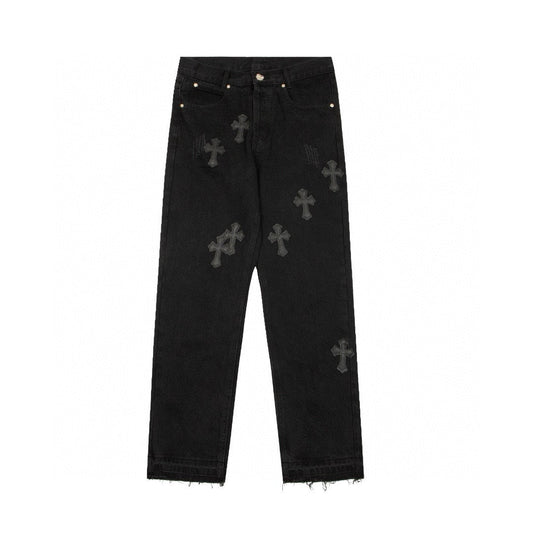 CHROME HEARTS BLACK CROSS PATCH JEANS BLACK - netstar®