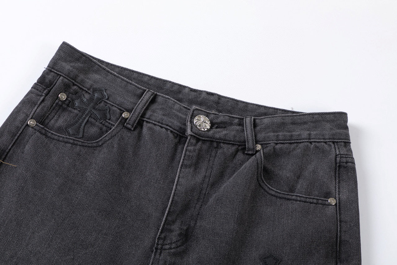 CHROME HEARTS BROWN CROSS PATCH JEANS BLACK - netstar®