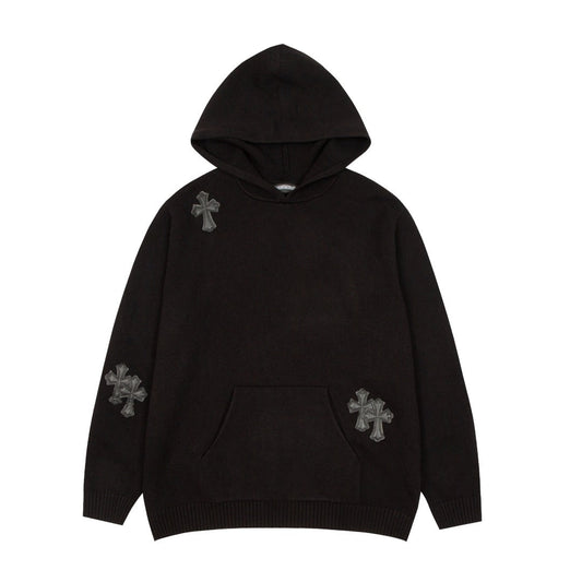 CHROME HEARTS BLACK CROSS PATCH HOODIE BLACK - netstar®