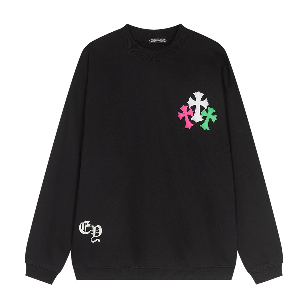 CHROME HEARTS COLORED CROSS HORSE SHOE LOGO SWEATSHIRT BLACK - netstar®
