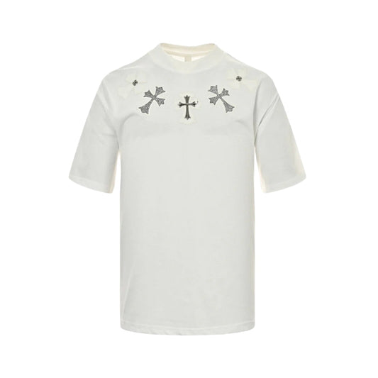 CHROME HEARTS CROSS PATCH COLLAR T-SHIRT WHITE - netstar®