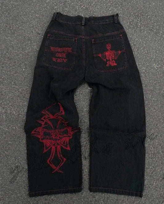 Y2K Embroidered Baggy Jeans - netstar®
