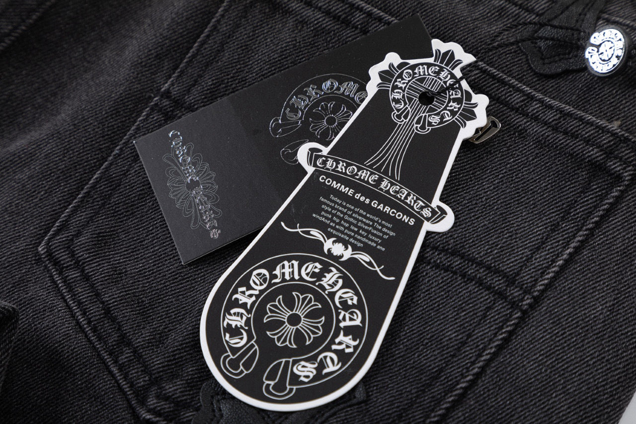 CHROME HEARTS BROWN CROSS PATCH JEANS BLACK - netstar®