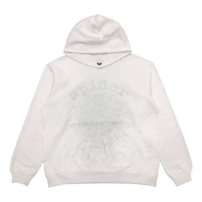 SP5DER OG RHINESTONE LOGO HOODIE WHITE - netstar®